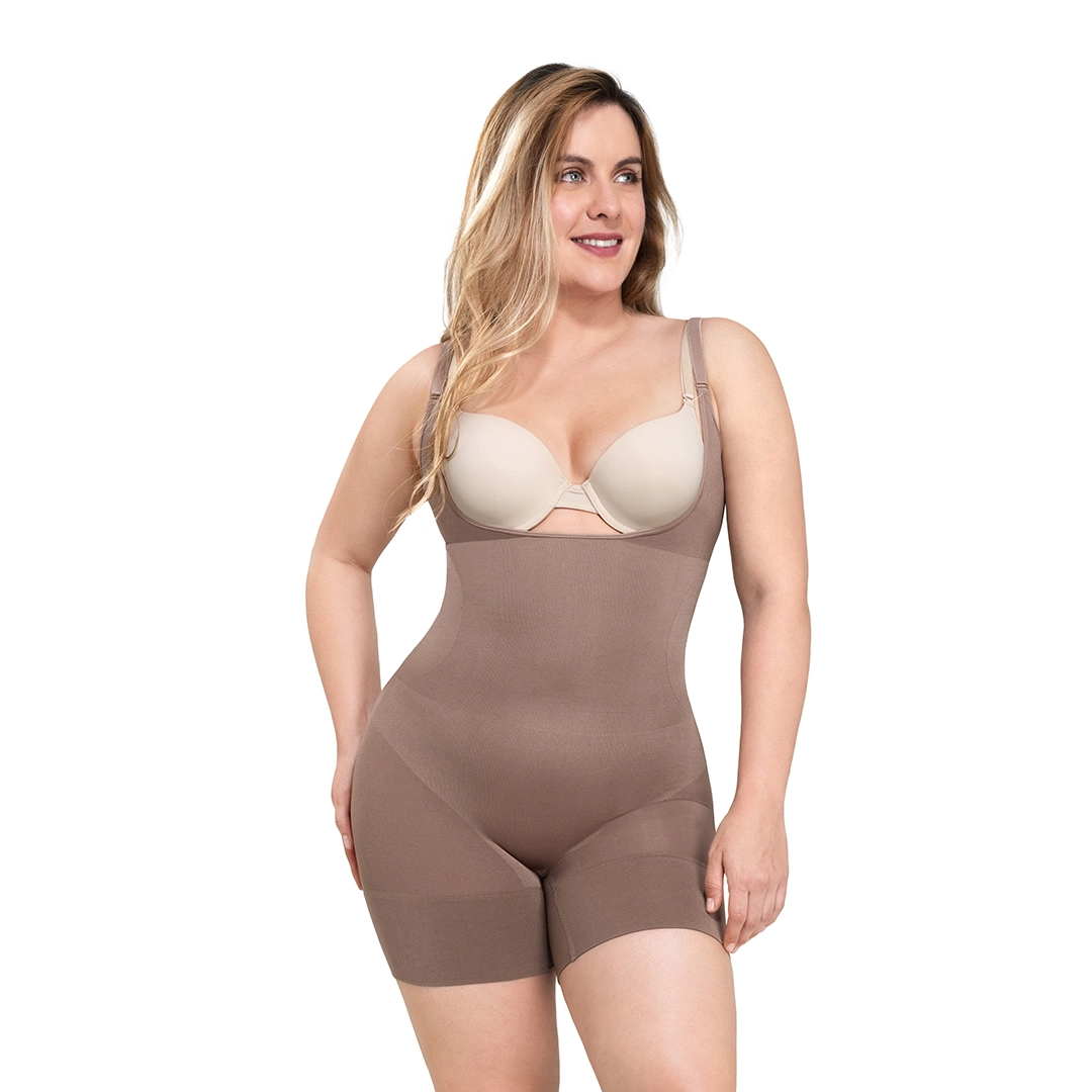 Control Shapewear for Women Seamless Bodysuit Open Bust Mid Thigh